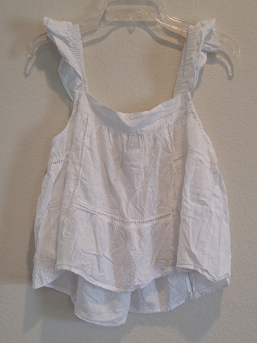 JoieWhite Ruffled Button-Front Cotton Tank Size M - Picture 4 of 8